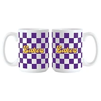 Los Angeles Lakers 2-Pack 15oz Checkered Wordmark Mug Set