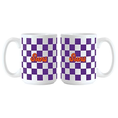 Phoenix Suns 2-Pack 15oz Checkered Wordmark Mug Set