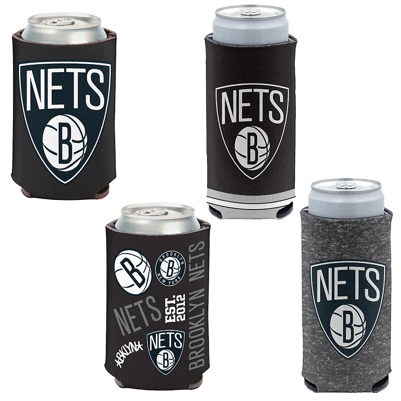 WinCraft Brooklyn Nets 4-Pack 12oz Can  Slim Can Cooler Set