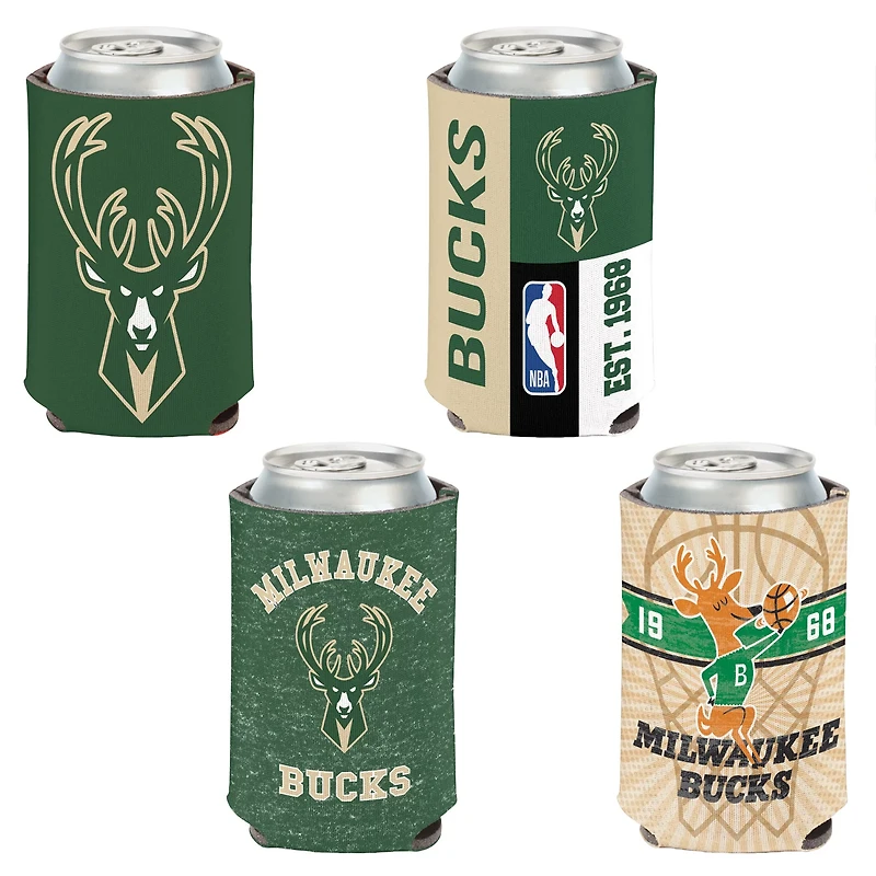 WinCraft Milwaukee Bucks 4-Pack 12oz Can Cooler Set