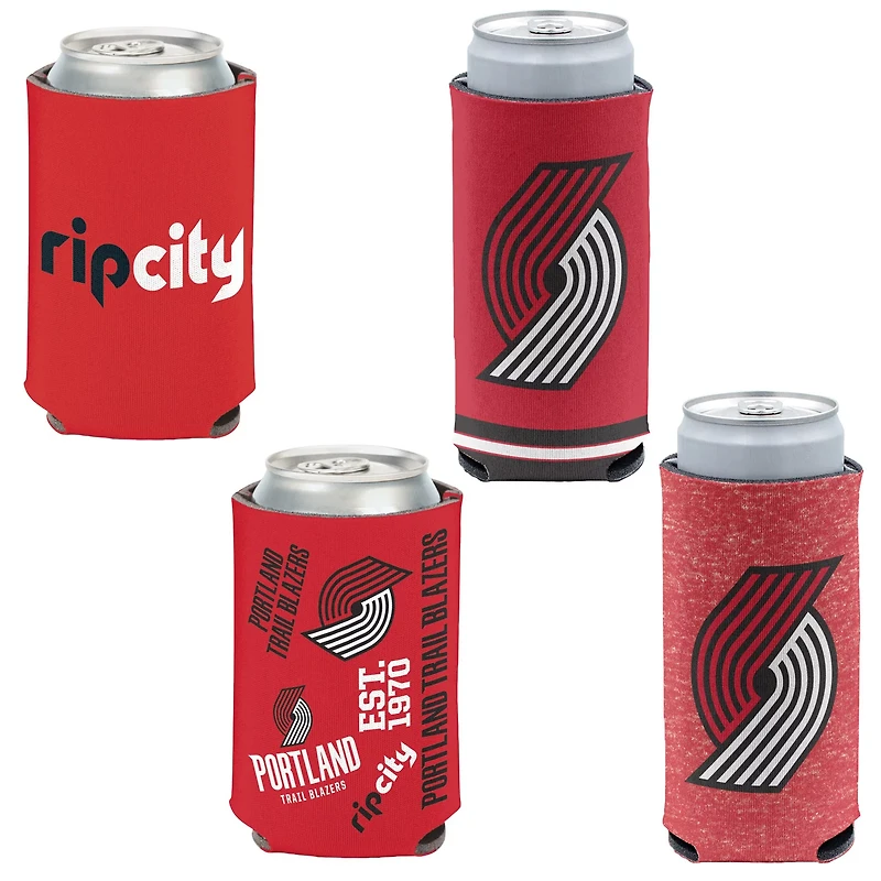 WinCraft Portland Trail Blazers 4-Pack 12oz Can Slim Can Cooler Set