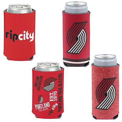 WinCraft Portland Trail Blazers 4-Pack 12oz Can  Slim Can Cooler Set