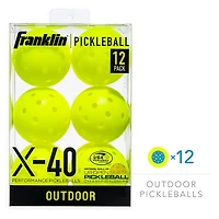 Franklin X-40 Outdoor Pickleballs 12-pack