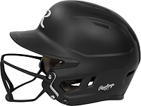 Rawlings Junior Mach Hi-Viz 1-Tone Batting Helmet with Attached Face Guard