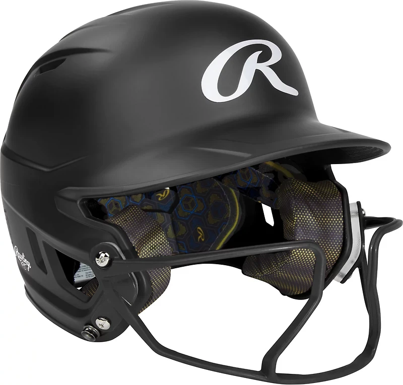 Rawlings Junior Mach Hi-Viz 1-Tone Batting Helmet with Attached Face Guard