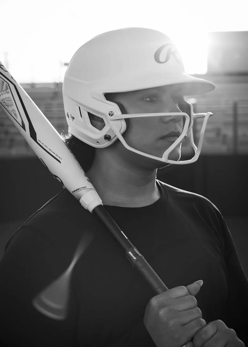 Rawlings Junior Mach Hi-Viz 1-Tone Batting Helmet with Attached Face Guard