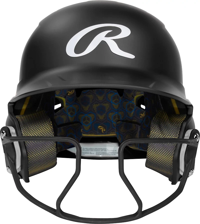 Rawlings Junior Mach Hi-Viz 1-Tone Batting Helmet with Attached Face Guard