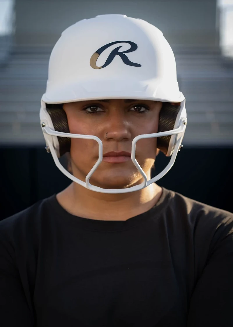 Rawlings Junior Mach Hi-Viz 1-Tone Batting Helmet with Attached Face Guard