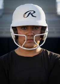 Rawlings Junior Mach Hi-Viz 1-Tone Batting Helmet with Attached Face Guard