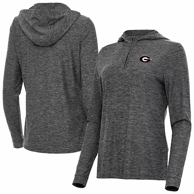 Antigua Heather Georgia Bulldogs Daybreak Quarter-Zip Hoodie