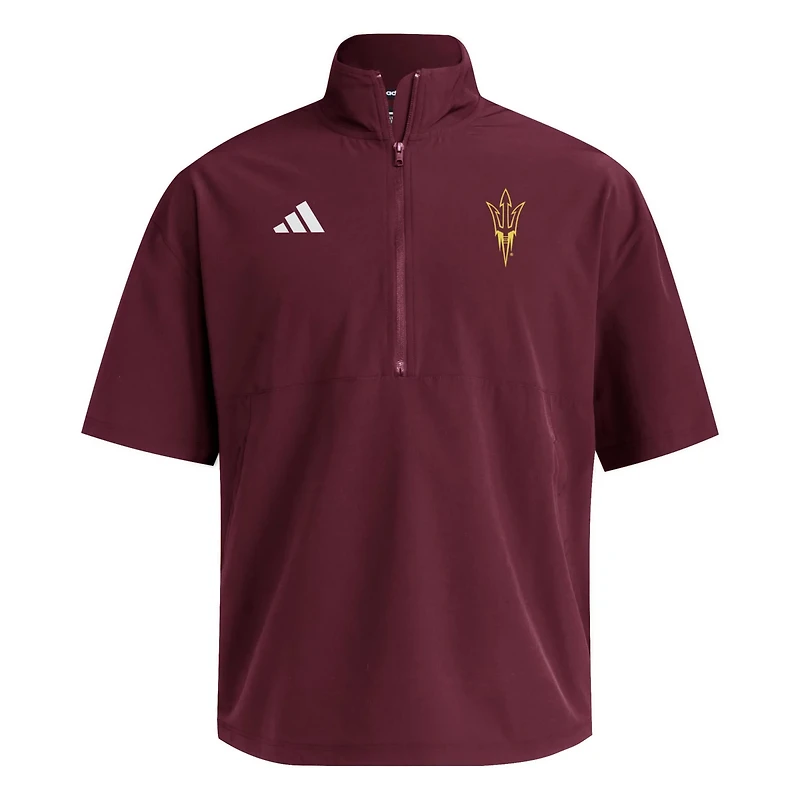 adidas Arizona State Sun Devils Woven Quarter-Zip Short Sleeve Pullover