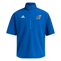 adidas Kansas Jayhawks Woven Quarter-Zip Short Sleeve Pullover
