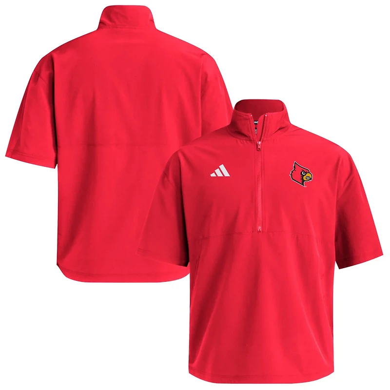 adidas Louisville Cardinals Woven Quarter-Zip Short Sleeve Pullover