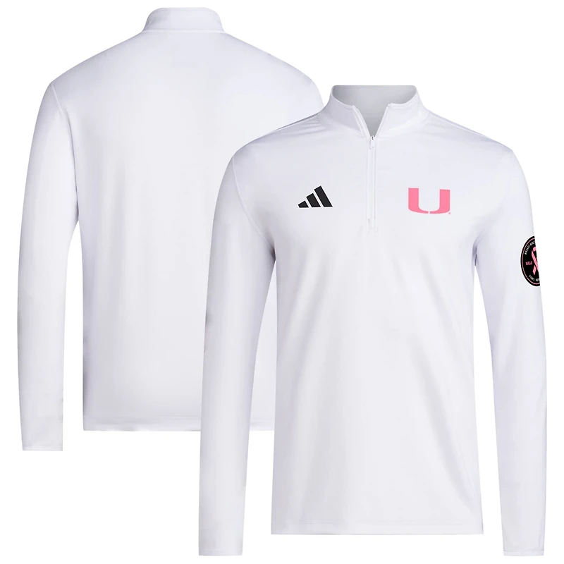 adidas Miami Hurricanes Wear Pink Quarter-Zip Pullover