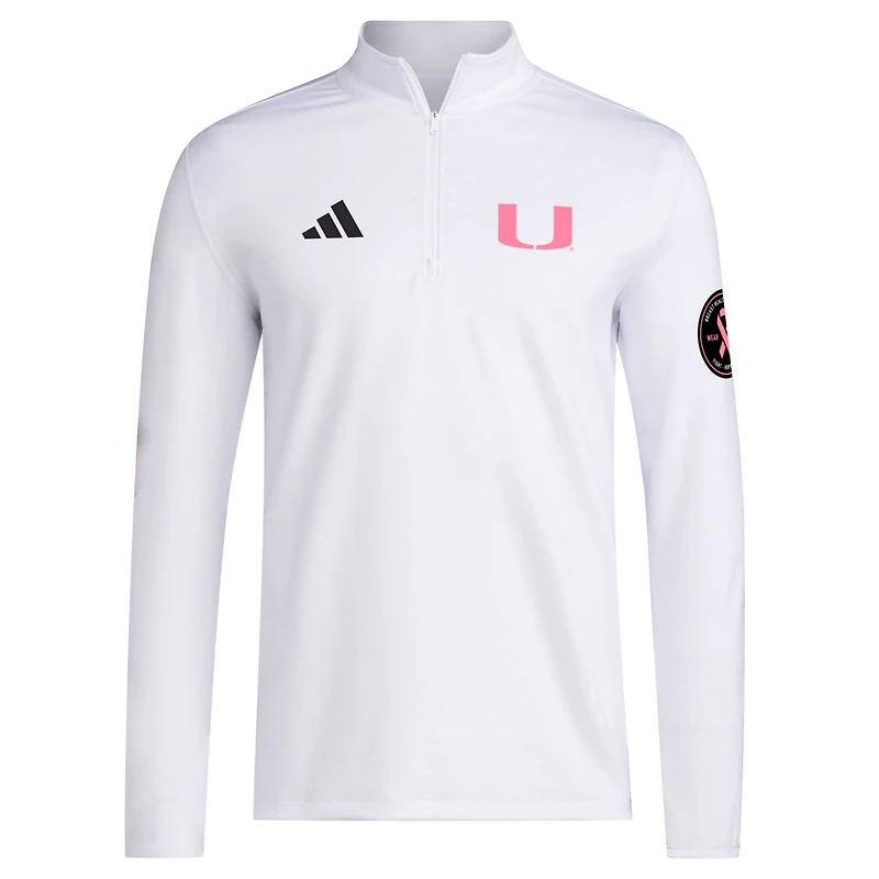 adidas Miami Hurricanes Wear Pink Quarter-Zip Pullover