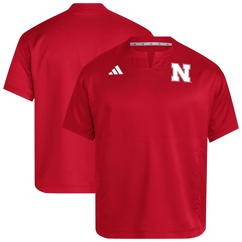 adidas Nebraska Huskers Dugout Coaches Adizero Notch Neck Pullover Top