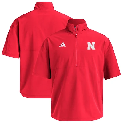 adidas Nebraska Huskers Woven Quarter-Zip Short Sleeve Pullover