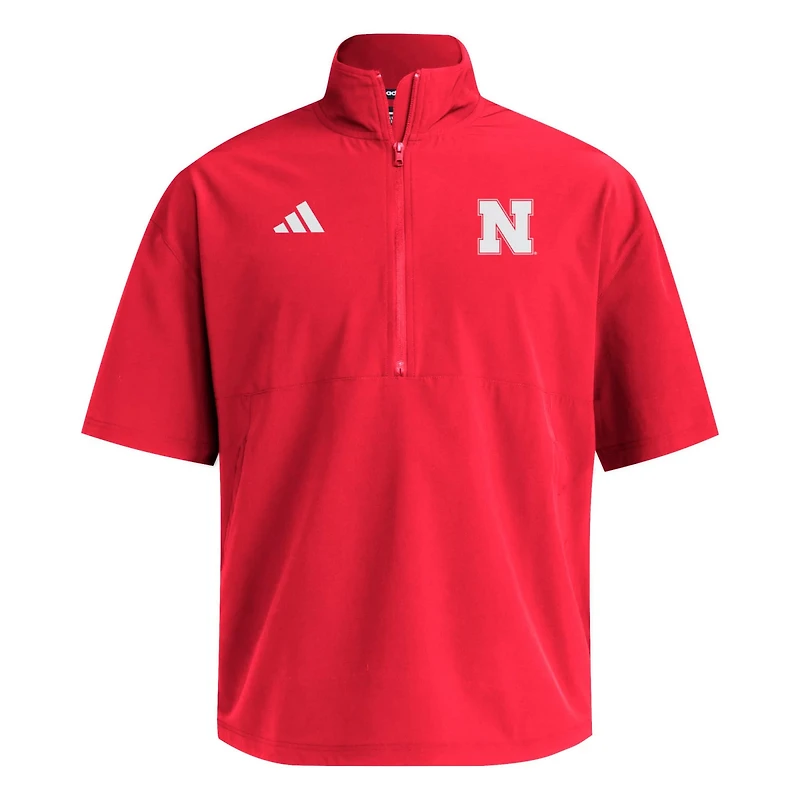 adidas Nebraska Huskers Woven Quarter-Zip Short Sleeve Pullover