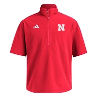 adidas Nebraska Huskers Woven Quarter-Zip Short Sleeve Pullover