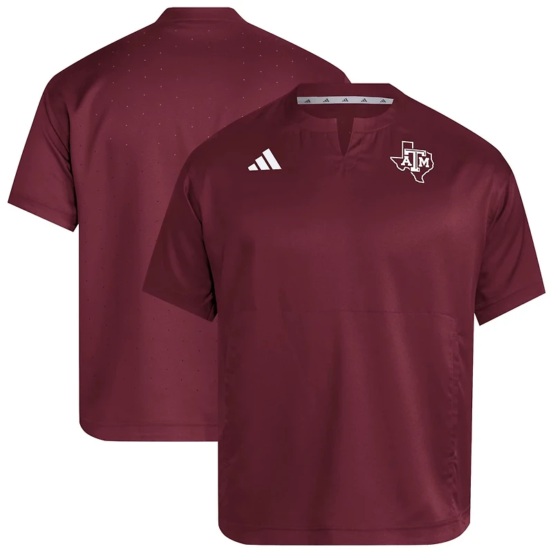 adidas Texas AM Aggies Dugout Coaches Adizero Notch Neck Pullover Top