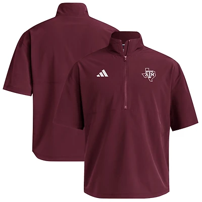 adidas Texas AM Aggies Woven Quarter-Zip Short Sleeve Pullover