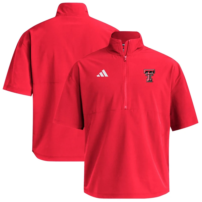 adidas Texas Tech Raiders Woven Quarter-Zip Short Sleeve Pullover