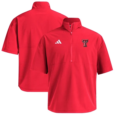 adidas Texas Tech Raiders Woven Quarter-Zip Short Sleeve Pullover