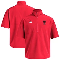 adidas Texas Tech Raiders Woven Quarter-Zip Short Sleeve Pullover