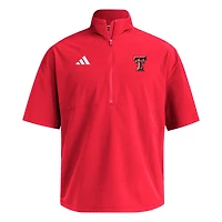 adidas Texas Tech Raiders Woven Quarter-Zip Short Sleeve Pullover