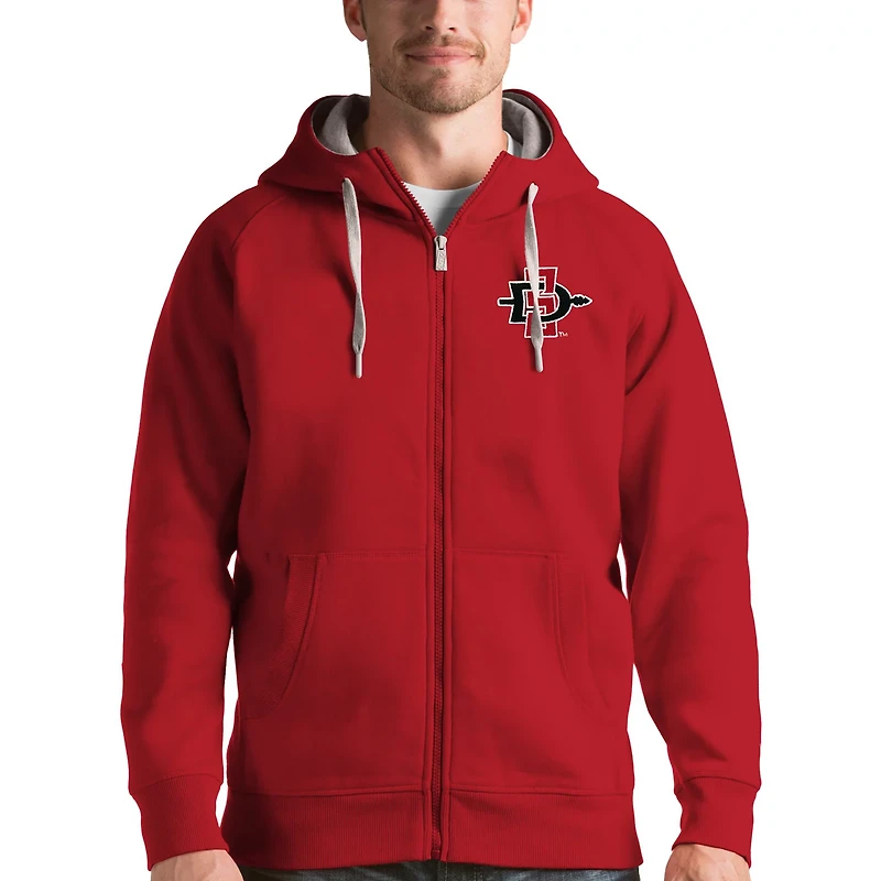 Antigua Cardinal San Diego State Aztecs Victory Full-Zip Hoodie