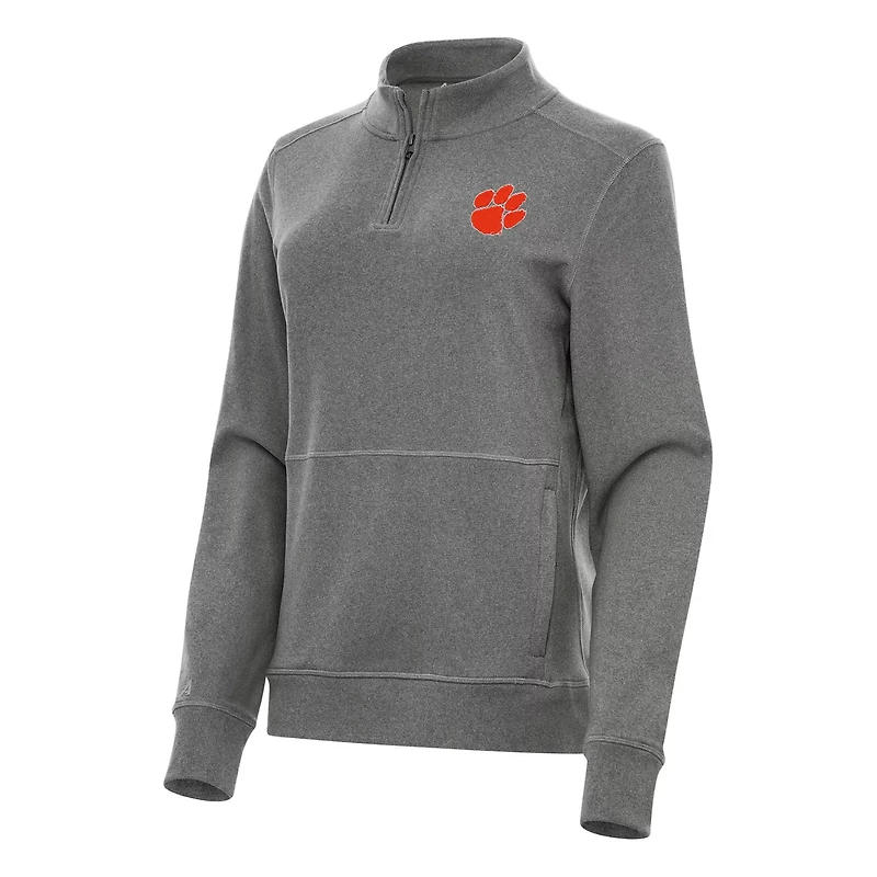 Antigua Clemson Tigers Crush Quarter-Zip Fleece Sweatshirt