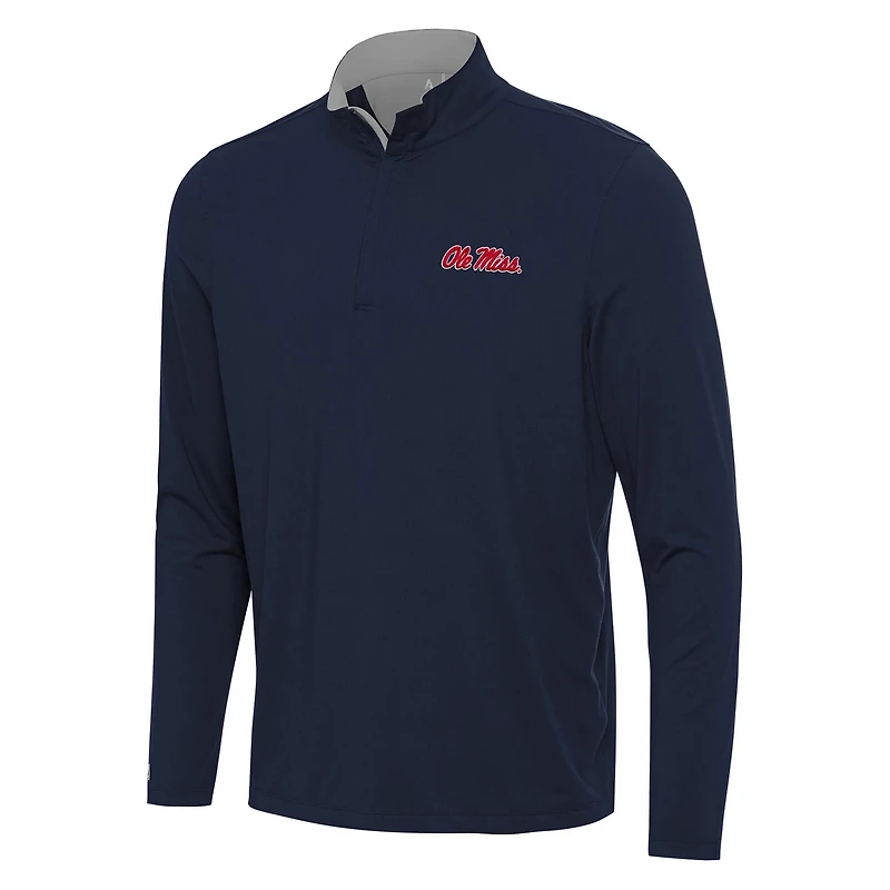 Antigua Gray Ole Miss Rebels Content Quarter-Zip Pullover Top