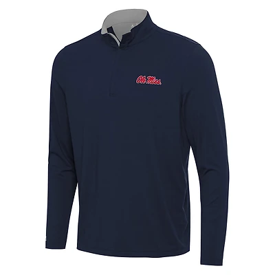 Antigua Gray Ole Miss Rebels Content Quarter-Zip Pullover Top