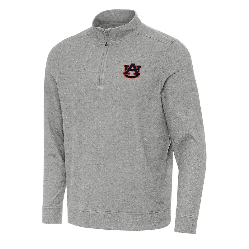 Antigua Heather Auburn Tigers Subtle Quarter-Zip Sweatshirt