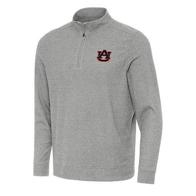 Antigua Heather Auburn Tigers Subtle Quarter-Zip Sweatshirt