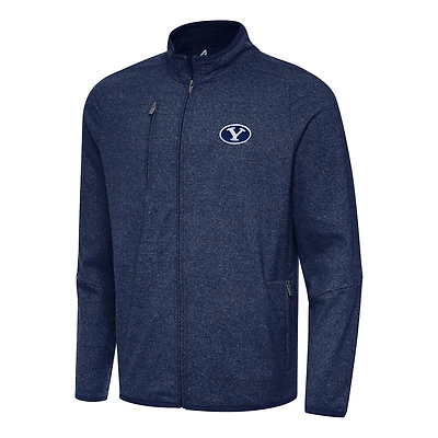 Antigua Heather BYU Cougars Hold-Up Full-Zip Tri-Blend Jacket