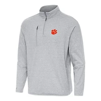 Antigua Heather Clemson Tigers Certain Quarter-Zip Tri-Blend Sweatshirt
