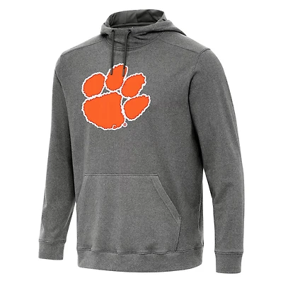 Antigua Heather Clemson Tigers Cloud Pullover Hoodie