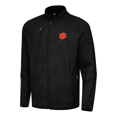 Antigua Heather Clemson Tigers Hold-Up Full-Zip Tri-Blend Jacket