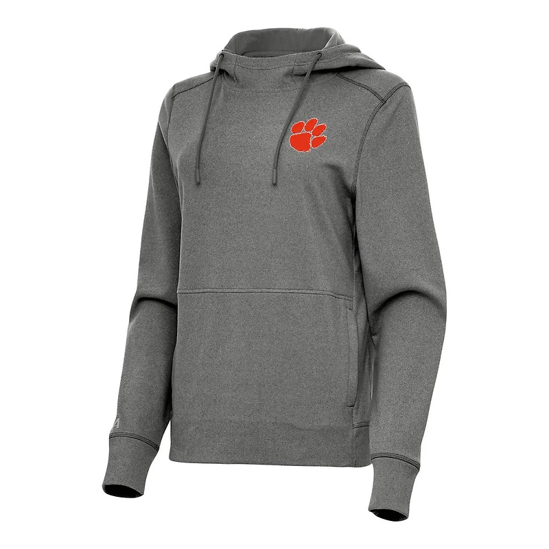 Antigua Heather Clemson Tigers Justice Pullover Hoodie