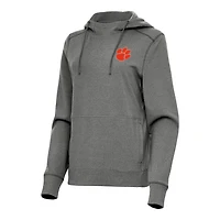 Antigua Heather Clemson Tigers Justice Pullover Hoodie