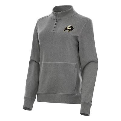 Antigua Heather Colorado Buffaloes Crush Quarter-Zip Fleece Sweatshirt