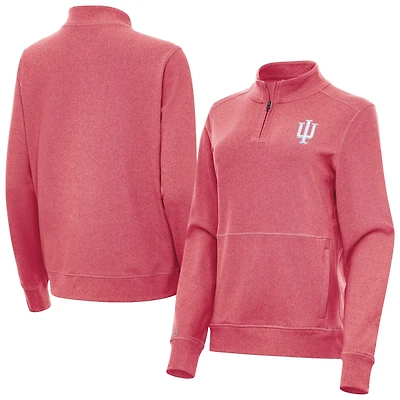 Antigua Heather Crimson Indiana Hoosiers Crush Quarter-Zip Jacket