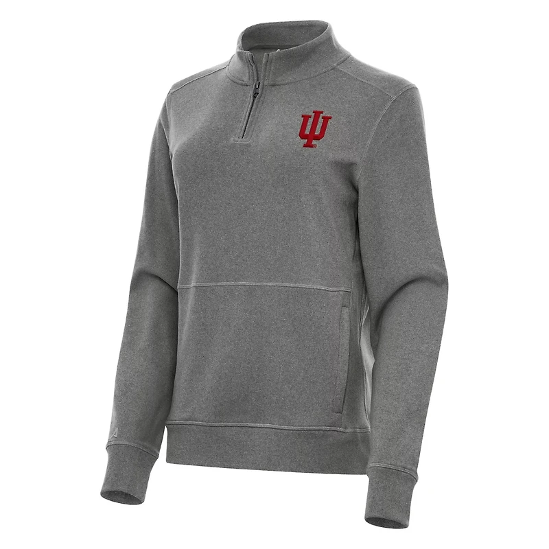 Antigua Heather Crimson Indiana Hoosiers Crush Quarter-Zip Jacket