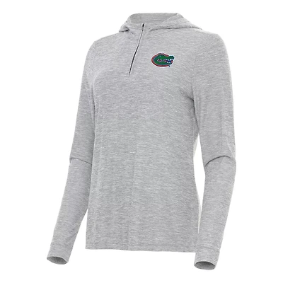 Antigua Heather Florida Gators Daybreak Quarter-Zip Hoodie