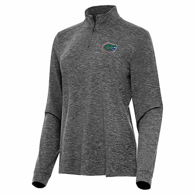 Antigua Heather Florida Gators Mentor Long Sleeve Quarter-Zip Mock Polo