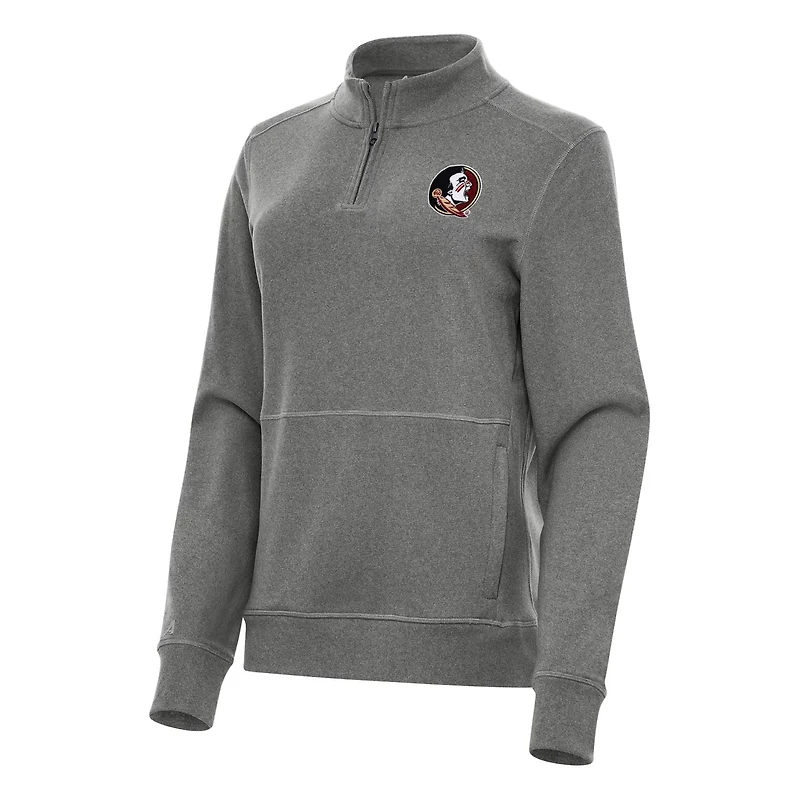 Antigua Heather Florida State Seminoles Crush Quarter-Zip Fleece Sweatshirt