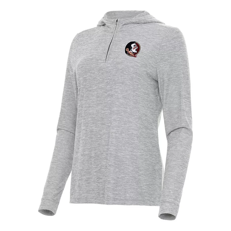 Antigua Heather Florida State Seminoles Daybreak Quarter-Zip Hoodie