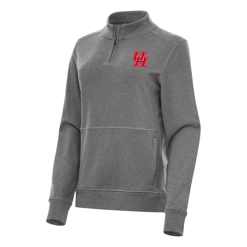 Antigua Heather Houston Cougars Crush Quarter-Zip Fleece Sweatshirt