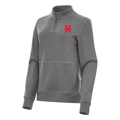 Antigua Heather Houston Cougars Crush Quarter-Zip Fleece Sweatshirt
